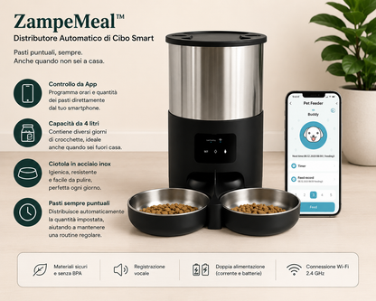 ZampeMeal™ – Distributore Automatico di Cibo Smart