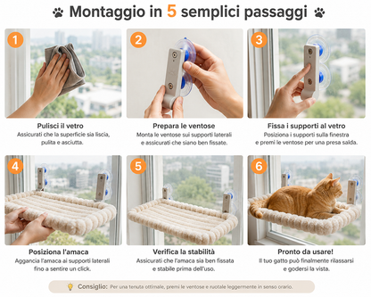 ZampeVista™ – Amaca da Finestra per Gatti